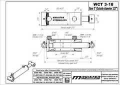 Hydraulic Cylinder Welded Double Acting 3″ Bore 18″ Stroke Cross Tube 3×18 NEW