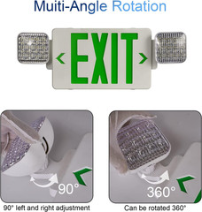 2-pack LED EXIT Sign Light Combo with Emergency back up UL-94V-0 in Green