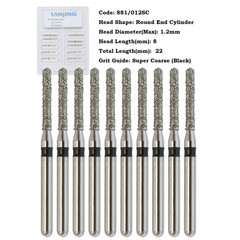Dental Diamond Bur Round End Cylinder FG 881/012SC 014SC Super Coarse Grit Black