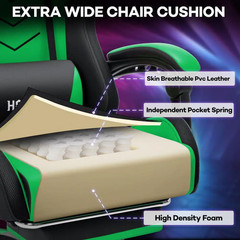 Faux Leather Gaming Chair with Speakers and Massage Ergonomic Music Rhythm LED L
