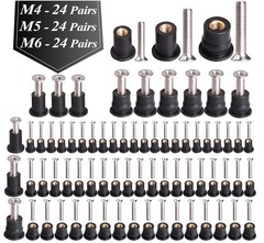 High Strength Rubber Well Nuts M4 M5 M6 – 72 Pairs with Durable Stainless Screws