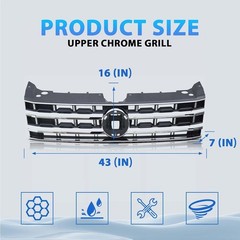 Front Bumper Grill Grille Compatible with 2018-2020 Volkswagen VW Atlas Upper