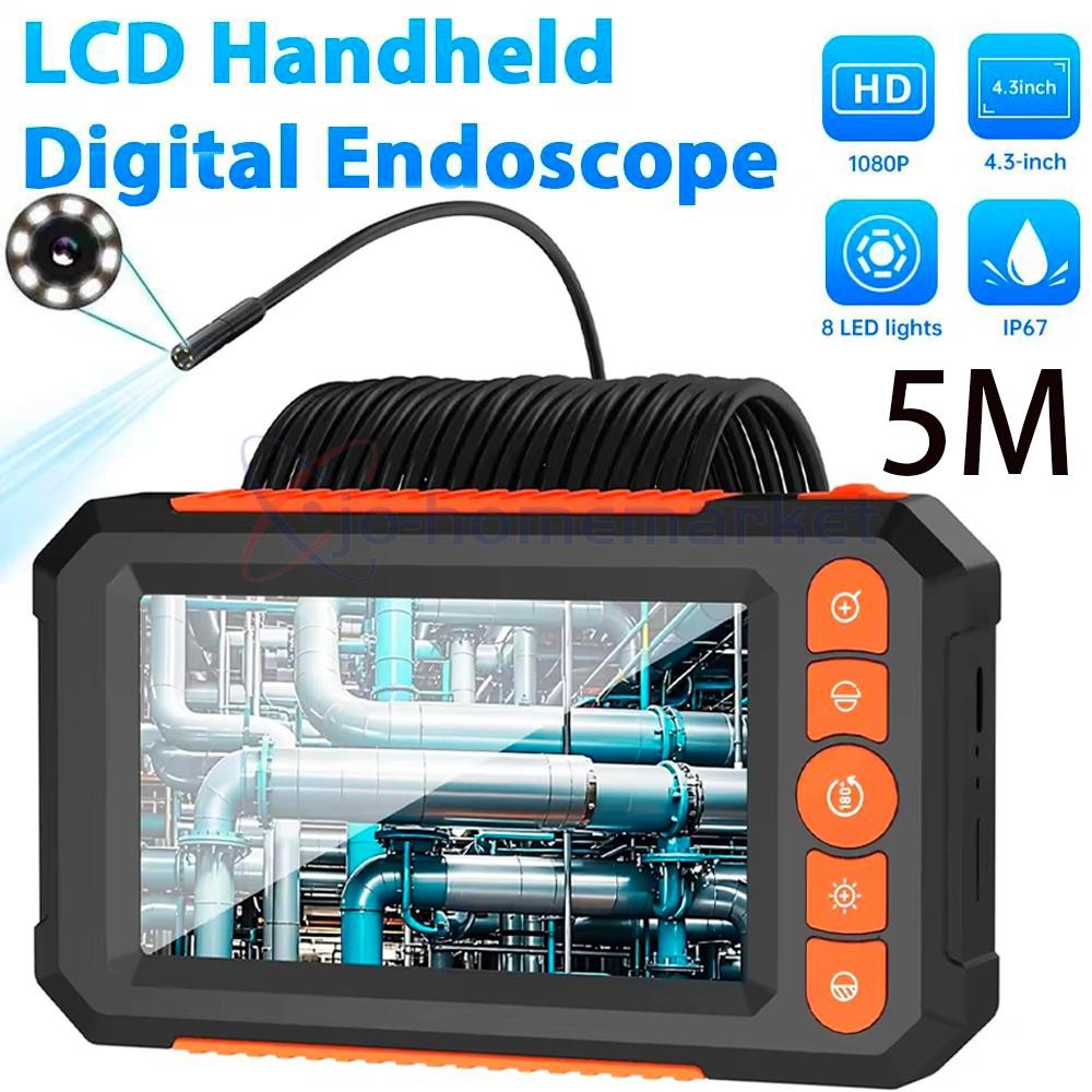 Endoscope Camera with Light, 4.3′ IPS Screen 1080P HD Inspection Camera w/8 LED