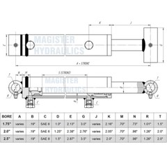 Hydraulic Cylinder For Loader Double Acting 2.5″ Bore 23.5″ Stroke 2.5×23.5 NEW