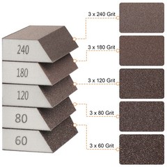 15pcs Sanding Sponges Set Washable Reusable Sanding Block 60/80/120/180/220 Grit