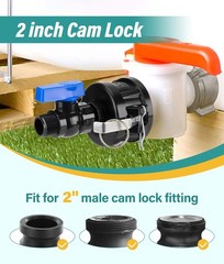 IBC Tote Hose Adapter Kit, 2″ Cam Lock fittings for 275-330 Gallon Tank, IBC …