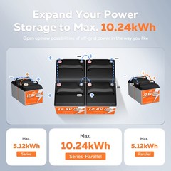 12V 50Ah LiFePO4 Lithium Battery Deep Cycle Built-in BMS for Solar RV Off-Grid
