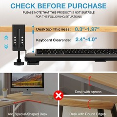 Keyboard Tray Under Desk, Pull Out Keyboard Tray with C Clamp Mount, 20″ x 13″