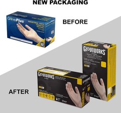 GLOVEPLUS Industrial Clear Vinyl Gloves, Latex Free, Powder Free, Food Safe,