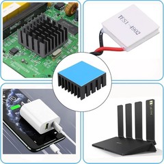 Aluminum Heatsink 20mm x 20mm Kit with Adhesive Tape for Electronics Cooling