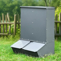 Hog Feeder, 3.7Bushel Capacity, Double Door, Heavy Duty Steel, Multipurpose for
