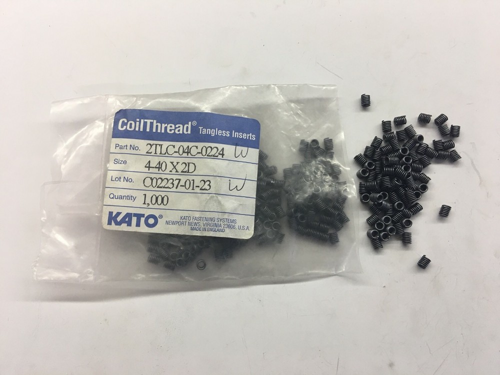 (25 PIECE LOT) NAS1130-04L20D, 2TLC-04C-0224, 4-40 Wire Thread Insert L=0.224in