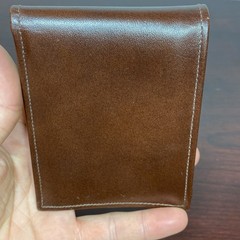Vtg Wallet Bifold Brown Glove Cowhide Leather Striped Interior Accent Rips AS IS