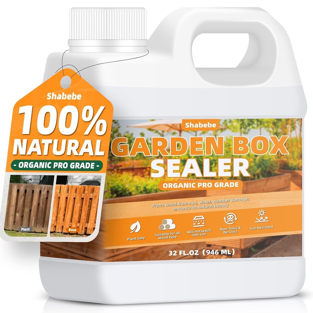 Garden Box Sealer 32OZ/946ML, Non-Toxic & Plant-Based Waterproofing Wood Sealer