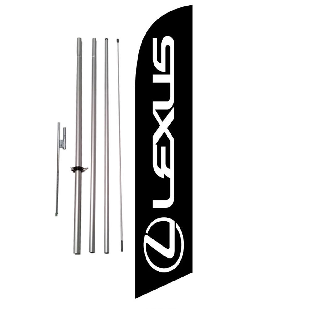 Lexus (black) Advertising Feather Banner Swooper Flag Kit with pole+spike