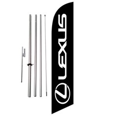 Lexus (black) Advertising Feather Banner Swooper Flag Kit with pole+spike