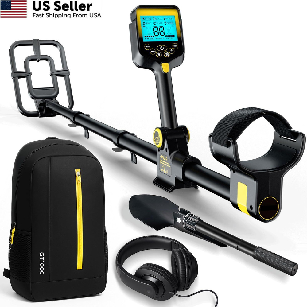 Metal Detector for Adults Waterproof – 2000mAh Chargeable Professional BLACK