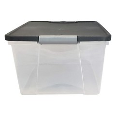 Homz 15 Qt Stackable Plastic Storage Container w/Snaplock Lid, Gray (4 Pack)