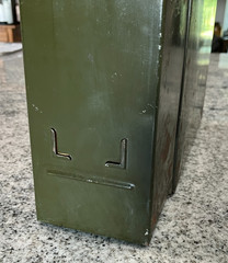 Vintage Asco Industrial Metal Book Storage Box w/Latch and Folder* Wear