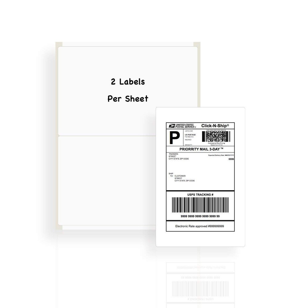 600 Half Sheet Premium Shipping Labels 8.5 x 5.5 Rounded Corner Self Adhesive