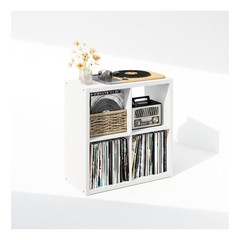 Pemberly Row 4-Cube Vinyl Record Media Organizer in White Engineered Wood
