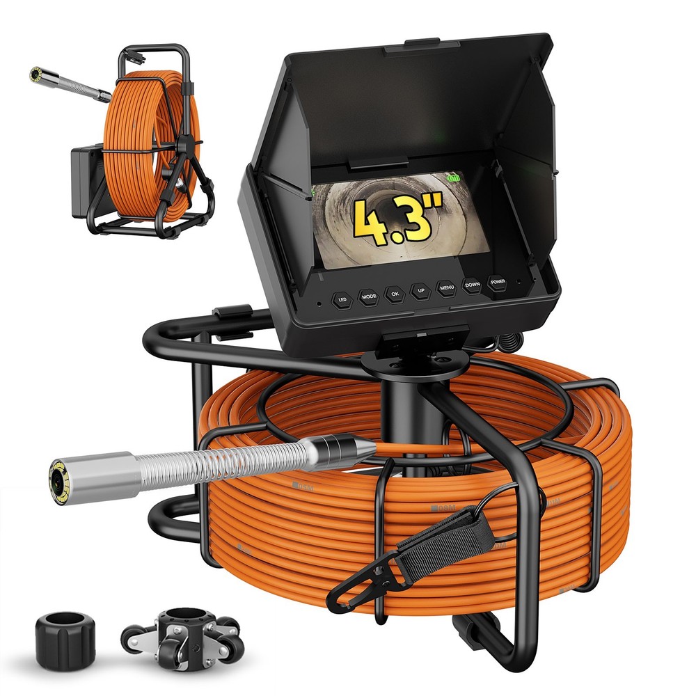 30M Sewer Pipe Inspection Camera, DVR Pipeline Industrial Endoscope 4.3″in IP68