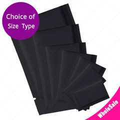 Assorted Sizes for Matte Black Flat Foil Mylar Open Top Pouch Bag w/Tear Notches