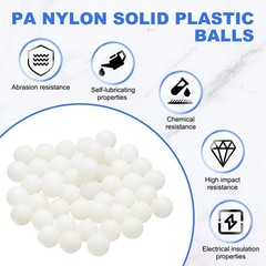 50-Pack Nylon Solid Plastic Balls, 0.5In(12.7mm) Precision Bearing Ball