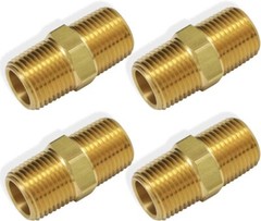 4 Pack- Valor 1206-4P Brass Hex Nipple 1/4″ X 1/4″ Male NPT- Fuel/Air/Water/Gas
