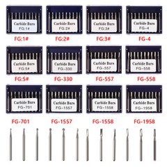 10pcs/pk Dental Carbide Burs for High Speed Handpiece Pear Bur 19mm FG Shank