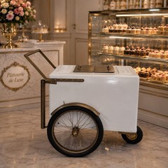White Popsicle Cart Gold Trim | Paleta Cart | Ice Cream Cart | Catering Cart