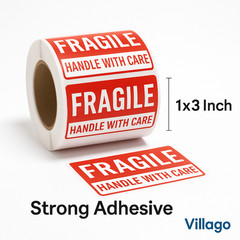 FRAGILE Stickers 1×3 Inch | Handle With Care Labels 1000 Pack | Strong Adhesive