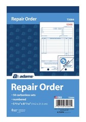 Adams Repair Order Book, 3-Part 50 Count (Pack of 1), White/White/White