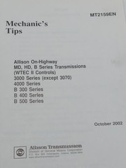 Allison Mechanics Tips Book MD HD B Series Transmissions MT2159EN