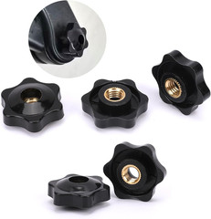 10 Pack 6 Star Knobs 1/4 Inch 20 Female Threaded Hexagon Head Thru Knob Clamping