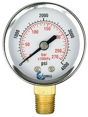 2″ Pressure Gauge – Chrome Plated Steel Case, 1/4″ NPT, Lower Mnt. 4000 PSI