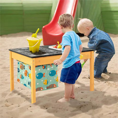 31.5 In. Width Beige 3-In-1 Kids Activity Table with Foldable Water Bin Large Ca