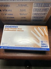 (1) Case (1000 Gloves) Of Adenna Vinyl Disposable Powder Free Exam Size Small