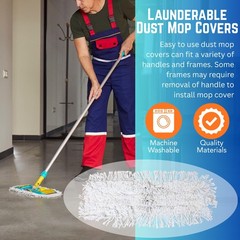 Iconikal 3 Pack Cotton Rectangular Dust Mop Head Replacement, Launderable Reu…