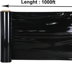 80 GAUGE – 4 Rolls Black Shrink Wrap Stretch Film 18″ X 1000′ Total 4000 FT