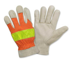 Pair of Medium Majestic Reflective Cowhide Gloves 1950 MED Farmer Bob’s Parts