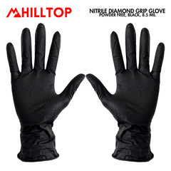 HILLTOP-HEAVY DUTY NITRILE DIAMOND GRIP GLOVES POWDER FREE 8.5 MIL-500 PCS/CASE