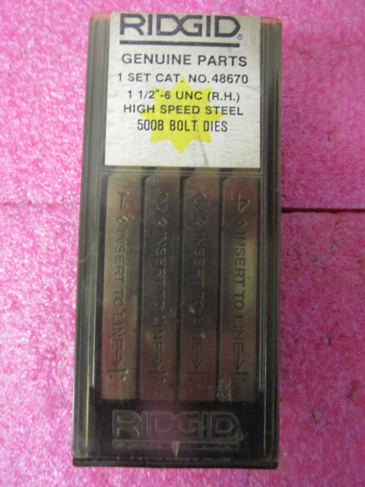 Ridgid 48670 1-1/2in – 6 UNC HS Steel RH Die for 500B Bolt Dies