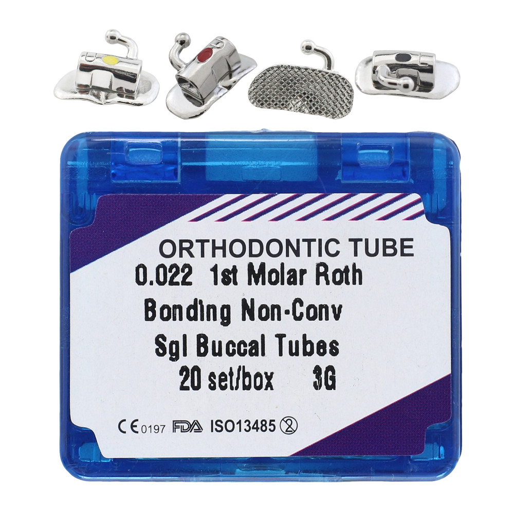 20 Sets Dental Orthodontic Buccal Tubes Brackets Roth MBT 0.022 1st 2nd Molar 3G