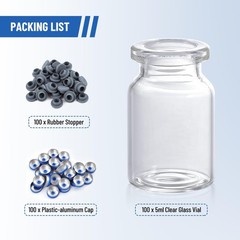 100PCS 5ml Glass Vials Clear Headspace Vials Sample Vials Lab Vials with Caps