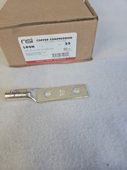 Box of 25 – NSI L40N-38P Long Barrel Copper Compression Lug 4/0 AWG Two Hole