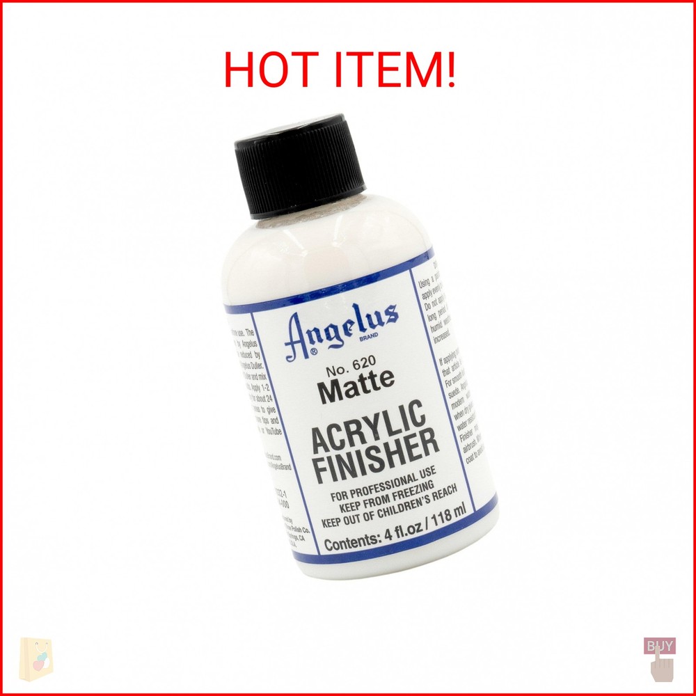 Angelus Matte Acrylic Finisher 4 fl oz – Flexible Clear Coat for Leather Shoes,