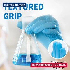 Medguy Medical Blue Nitrile Disposable Exam Gloves, 4.5 Mil 100 Pcs Powder-Free