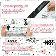 JarThenaAMCS 100Pcs Christmas Poly Mailer 10 x 13 Inch Pastel Xmas Tree Packa…