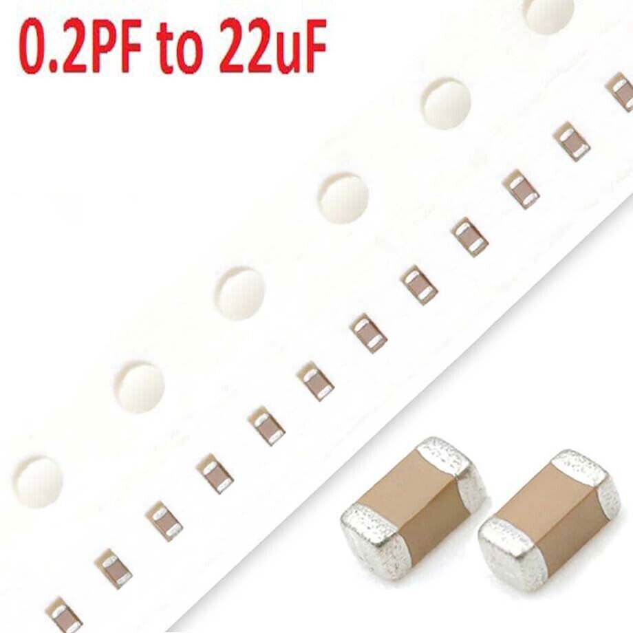 6.3V 10V 16V 25V 50V 0402 SMD Capacitors Range 0.2PF 0.3PF 1PF 100PF to 22uF
